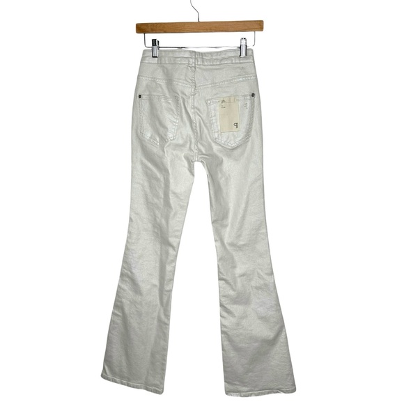 Anthropologie | NWT Pilcro The Icon Pearlescent High-Rise Flare Jeans Crème 25 - Picture 6 of 12